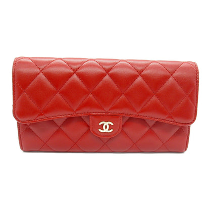 Chanel Matelasse Lambskin Bifold Wallet Red