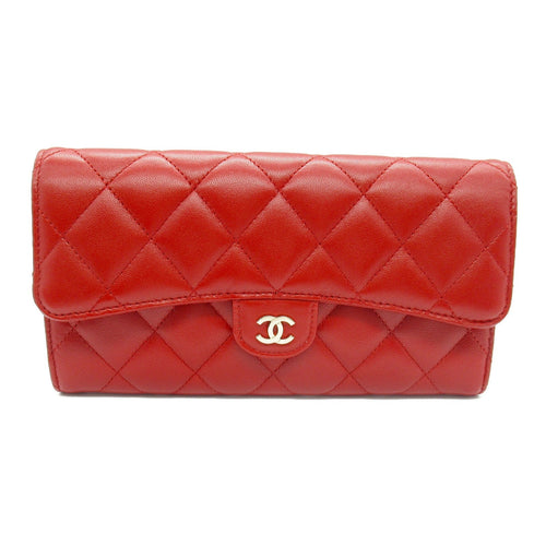 Chanel Matelasse Lambskin Bifold Wallet Red