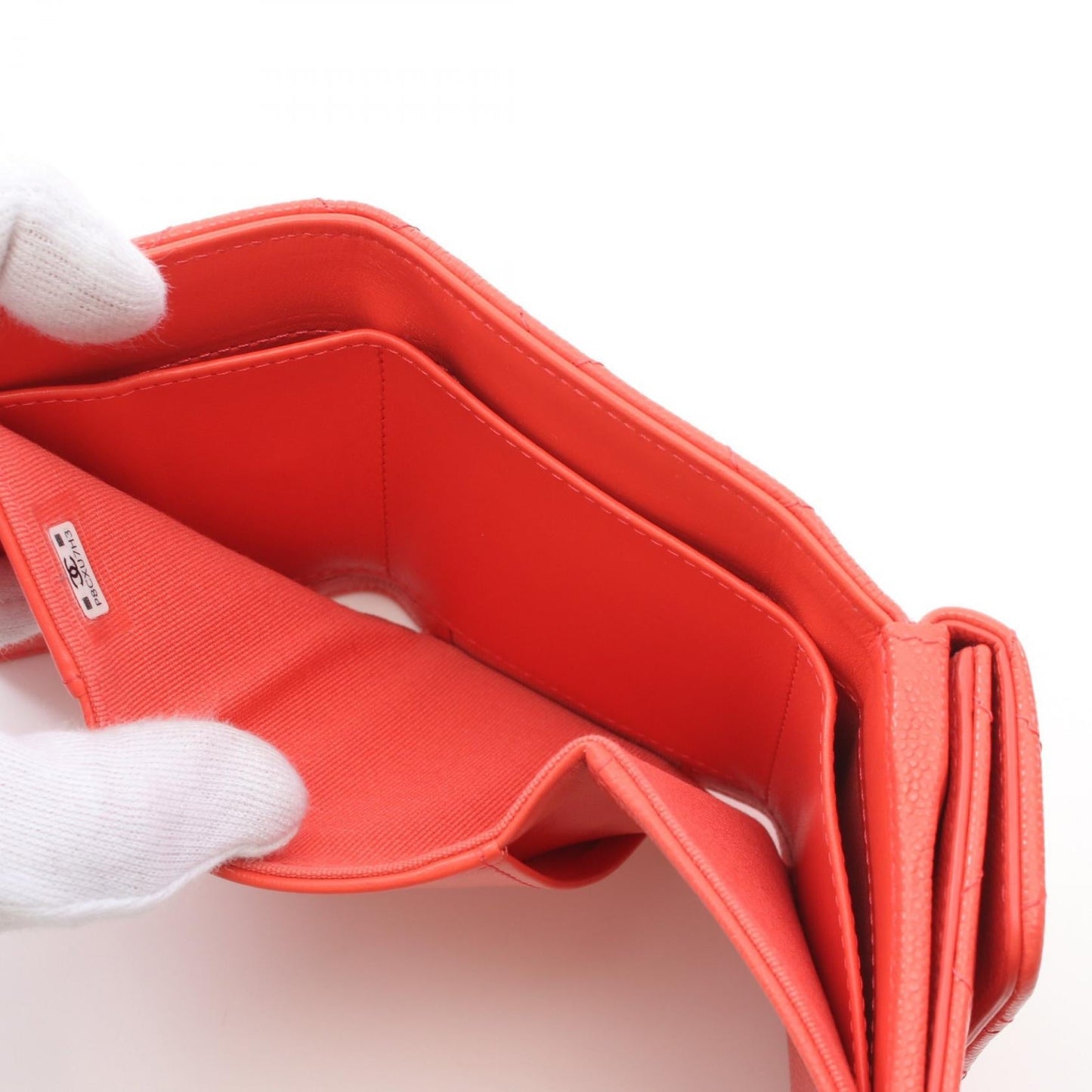Chanel Caviar Skin Trifold Wallet Orange