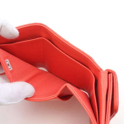 Chanel Caviar Skin Trifold Wallet Orange