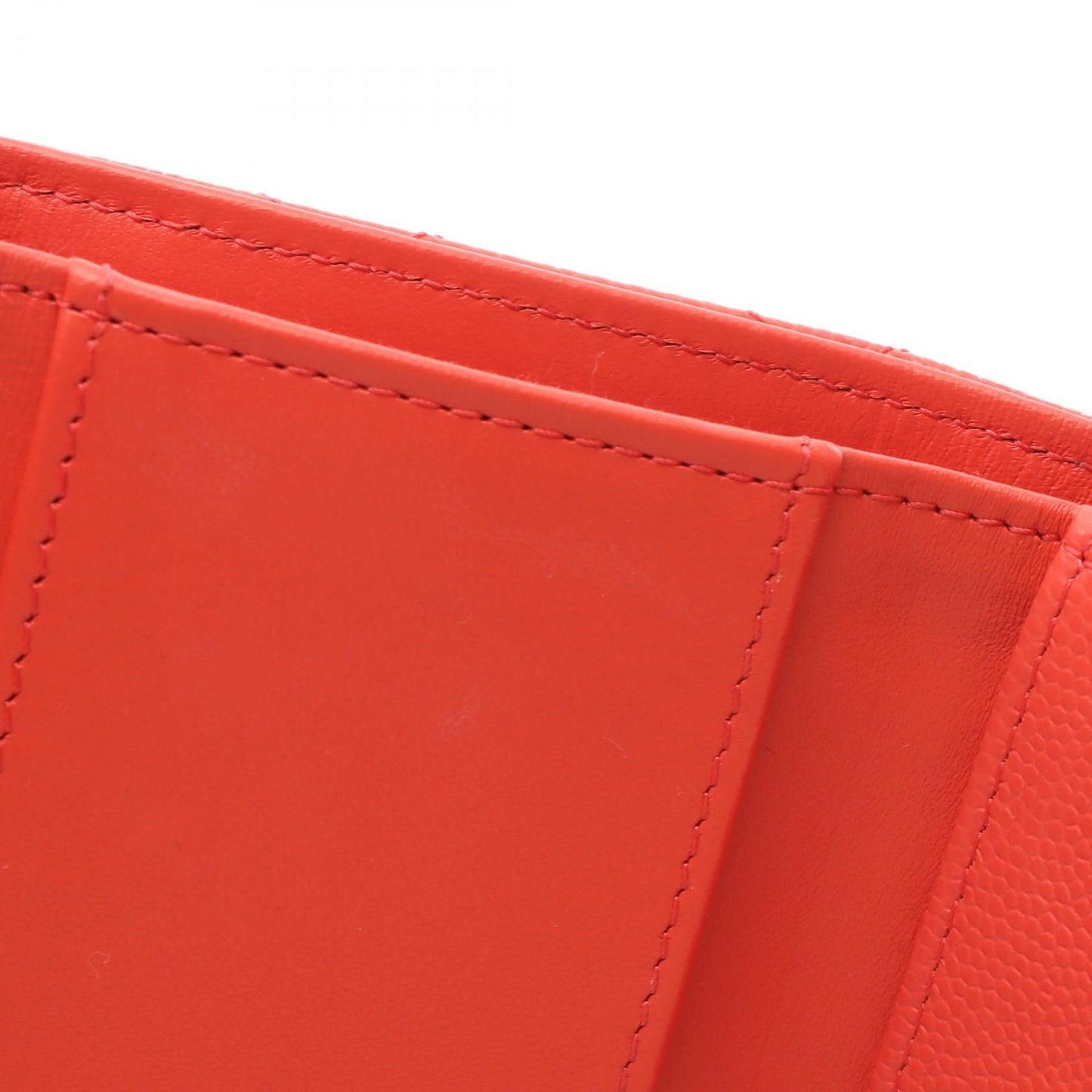 Chanel Caviar Skin Trifold Wallet Orange