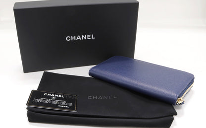 Chanel Calfskin Long Wallet Round Zipper A80056