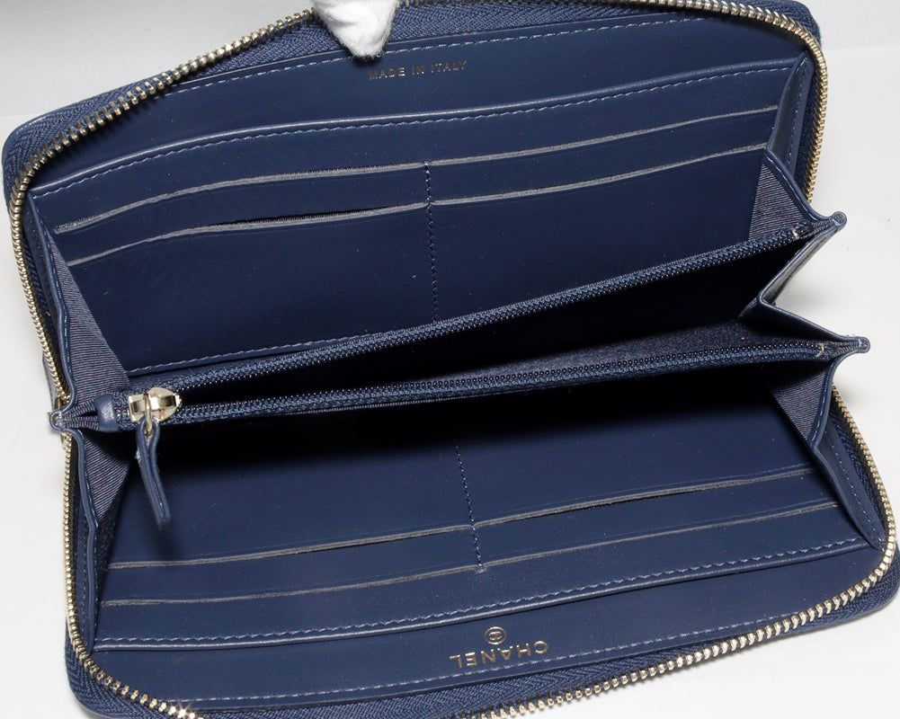 Chanel Calfskin Long Wallet Round Zipper A80056