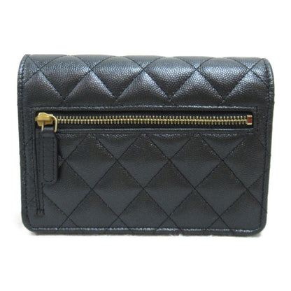 Chanel Mini Matelasse Chain Wallet Shoulder Bag Black
