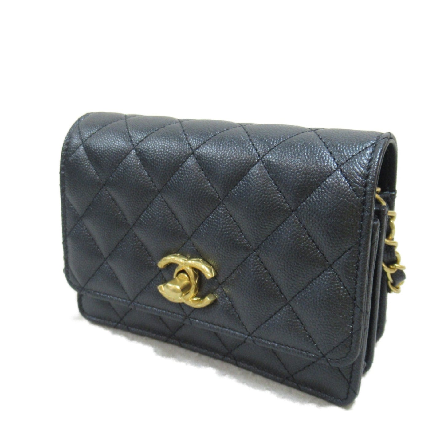 Chanel Mini Matelasse Chain Wallet Shoulder Bag Black