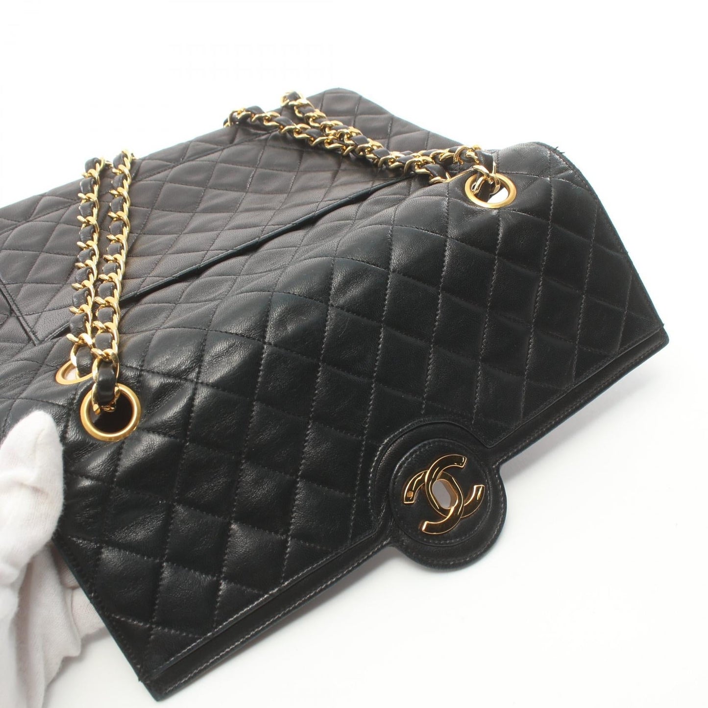 Chanel MATRASSE W Flap Chain Shoulder Bag Leather Shoulder Bag A01113 in New Condition