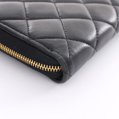 Chanel Quilted Leather Zip Around Wallet Leather Long Wallet in New Condition
