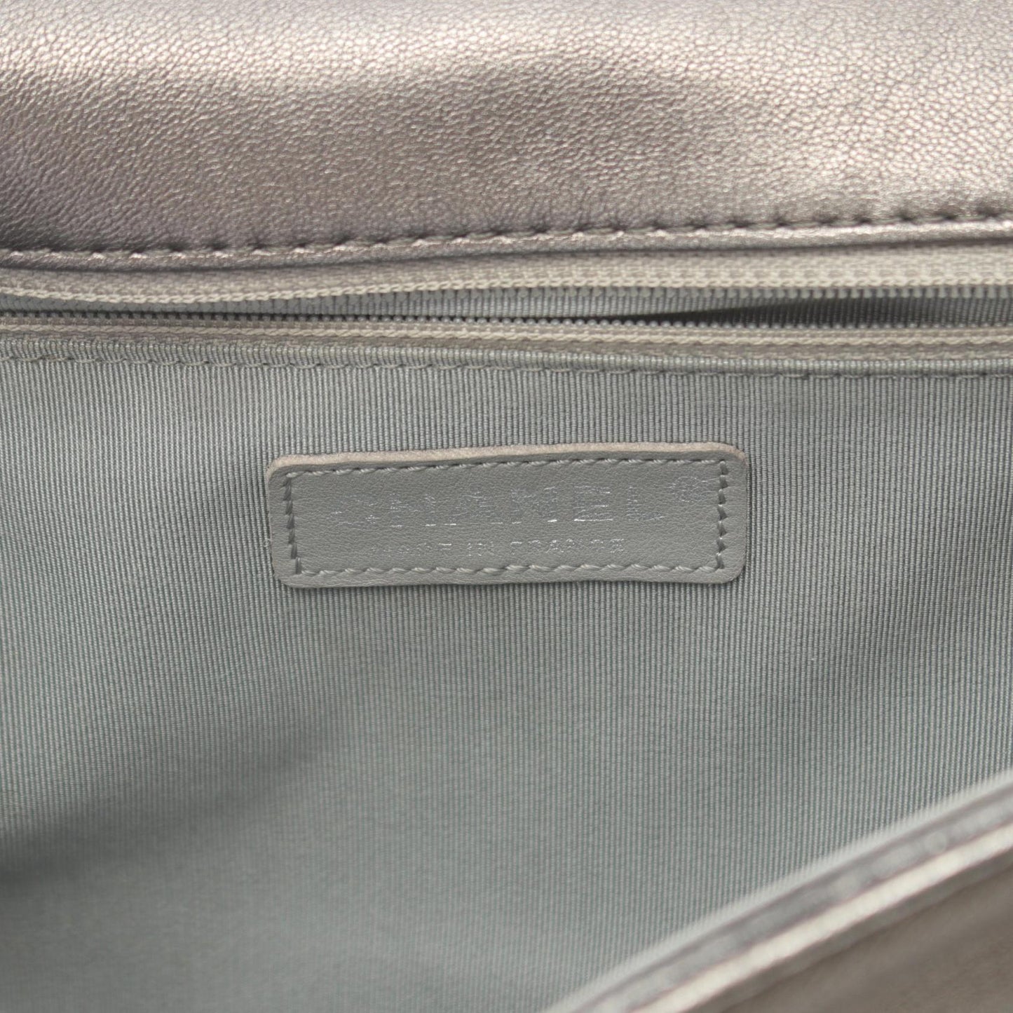 Chanel Boy Leather Shoulder Bag Silver