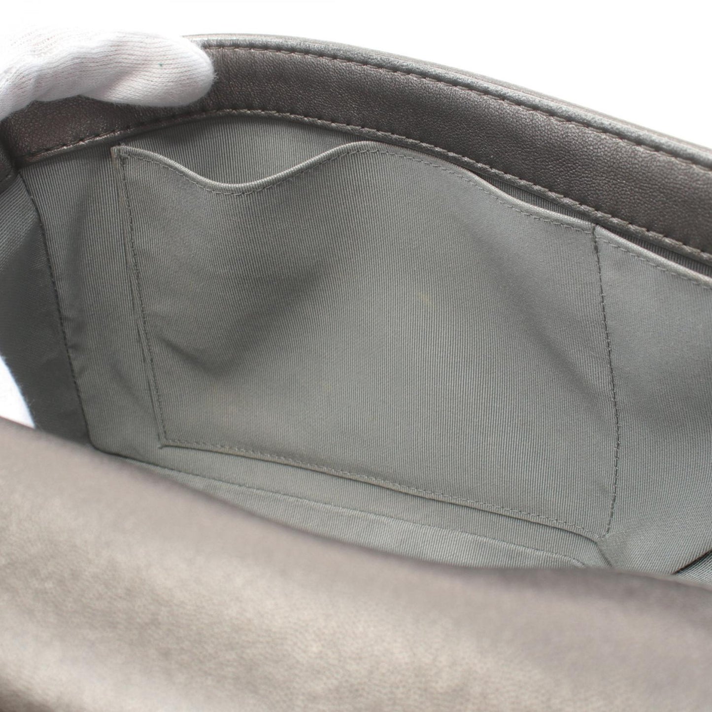 Chanel Boy Leather Shoulder Bag Silver