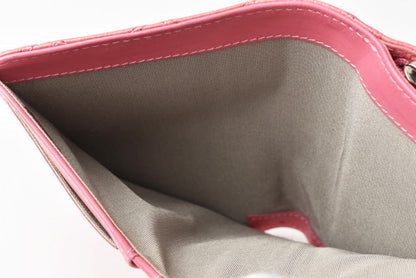Chanel Quilted Leather Bifold Wallet Rose Silver Hardware