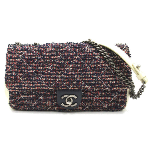 Chanel Matelasse Leather Tweed Shoulder Bag