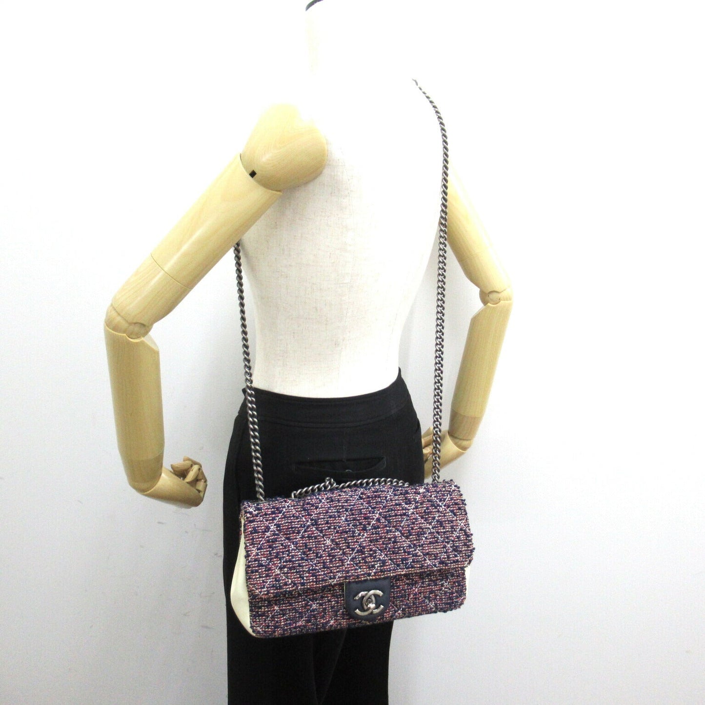 Chanel Matelasse Leather Tweed Shoulder Bag