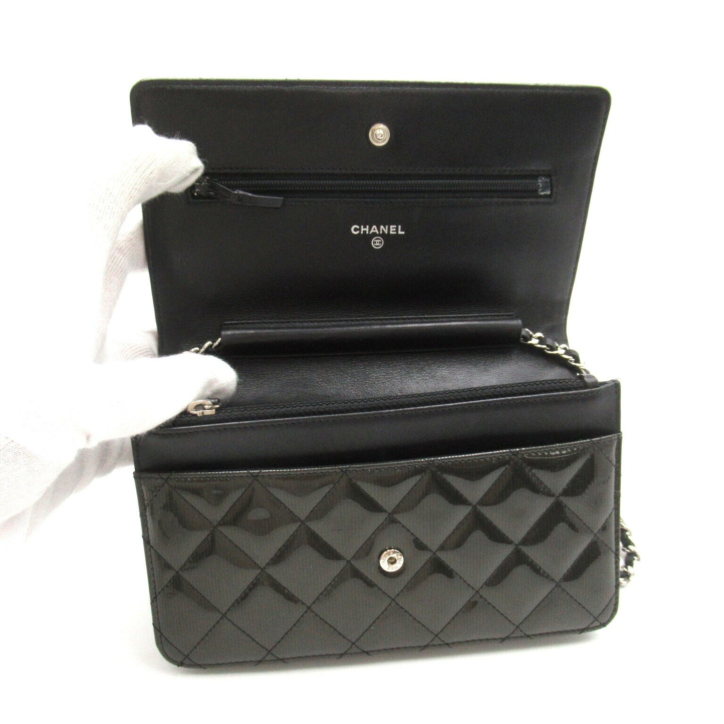 Chanel Patent Leather Chain Wallet Shoulder Bag