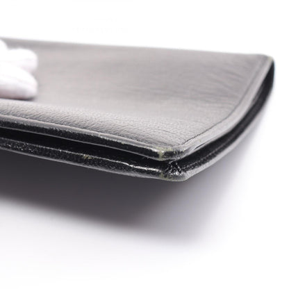 Chanel Leather Coco Mark Long Wallet Black