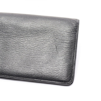 Chanel Leather Coco Mark Long Wallet Black