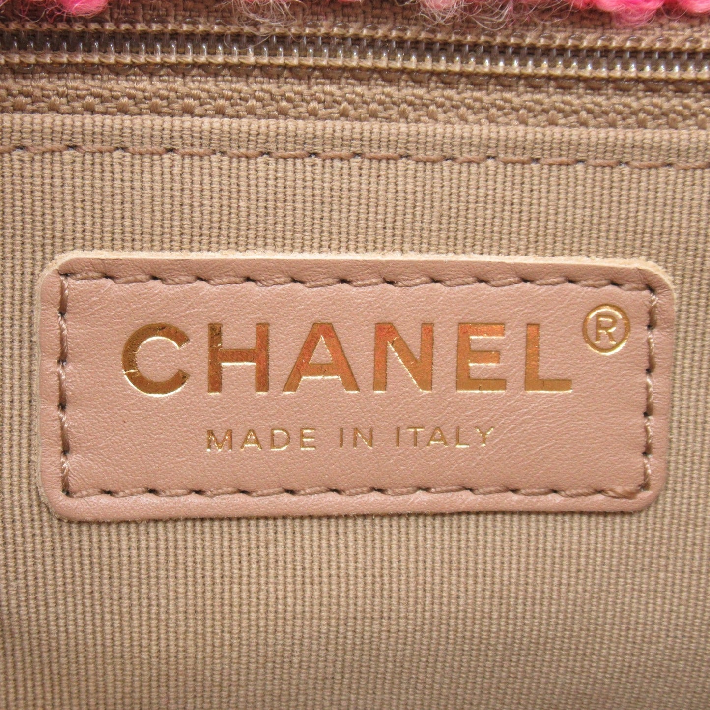 Chanel Tweed Chain Shoulder Bag Pink Brown