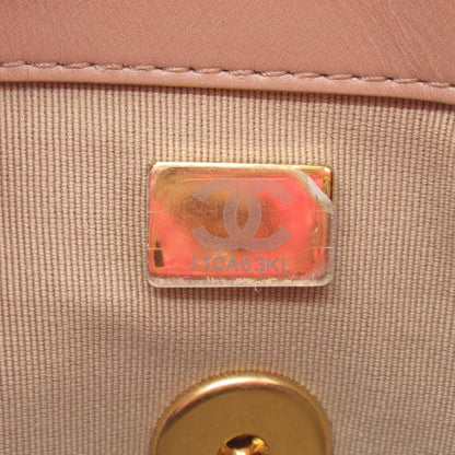 Chanel Tweed Chain Shoulder Bag Pink Brown
