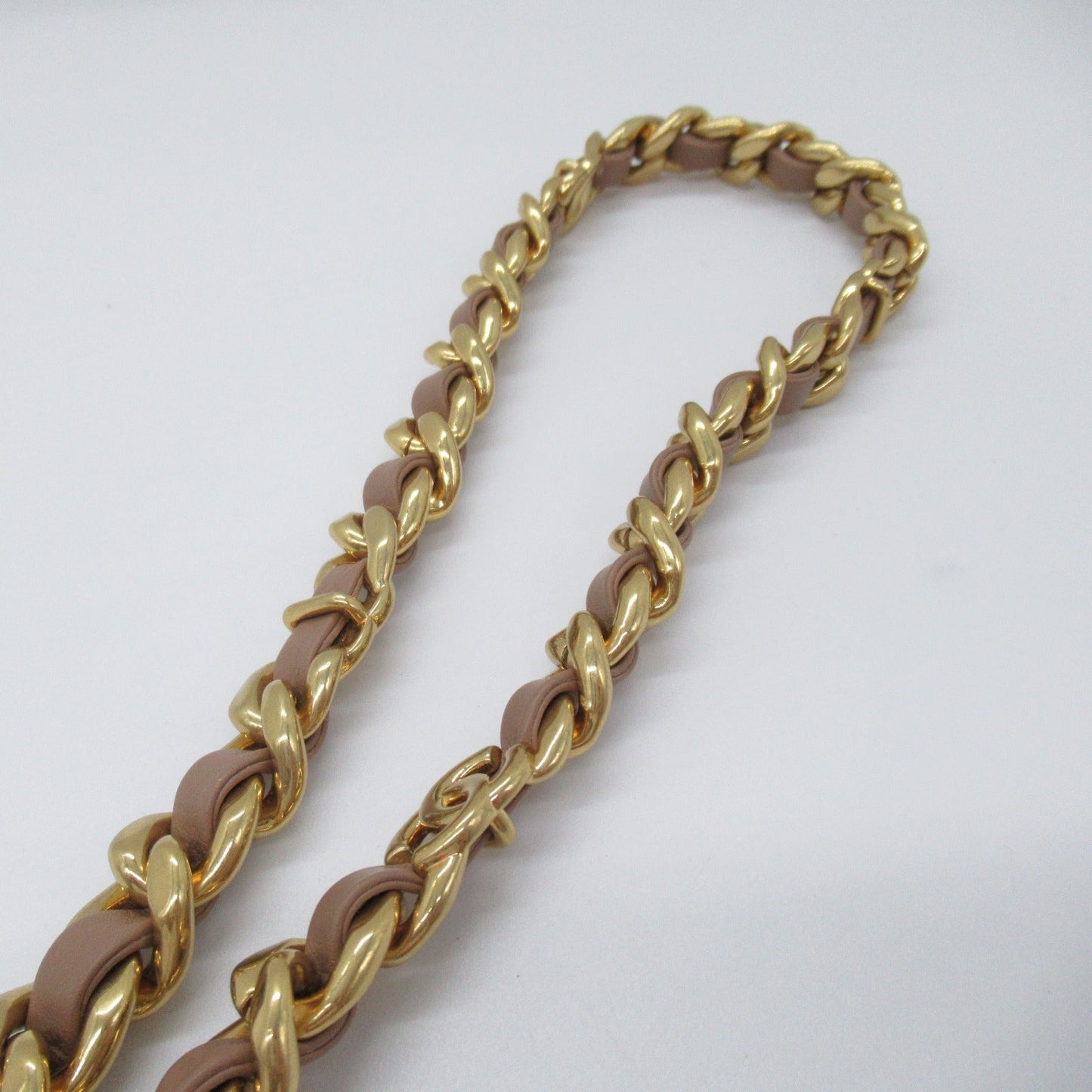 Chanel Tweed Chain Shoulder Bag Pink Brown
