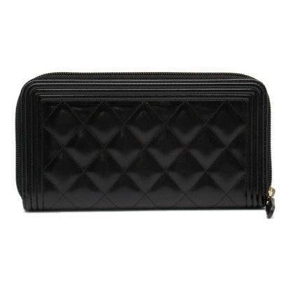 Chanel Boy Long Wallet Black Leather