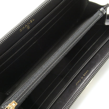 Chanel Boy Long Wallet Black Leather