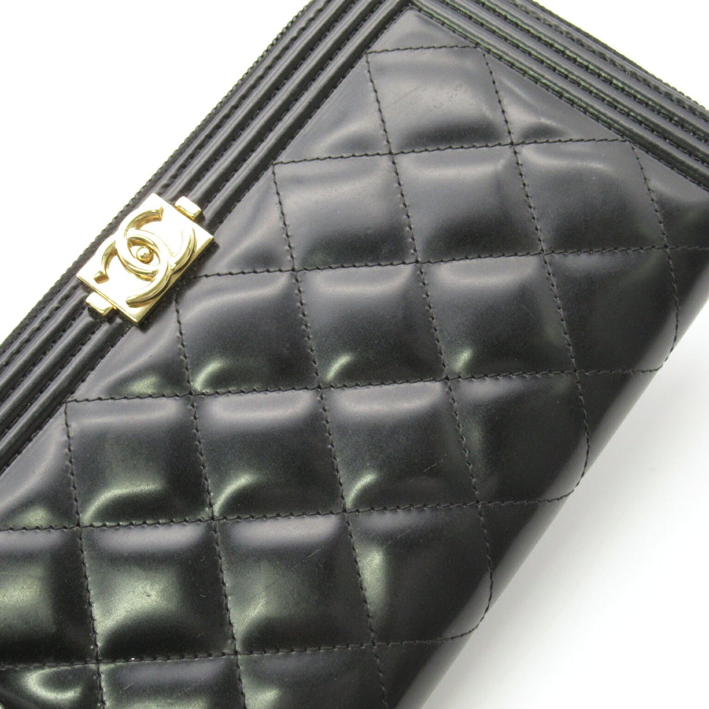 Chanel Boy Long Wallet Black Leather