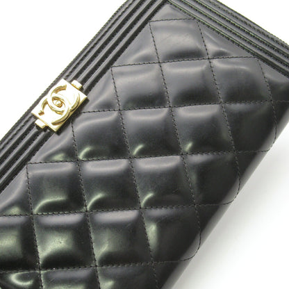 Chanel Boy Long Wallet Black Leather