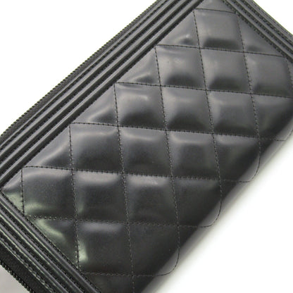 Chanel Boy Long Wallet Black Leather
