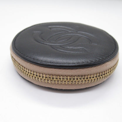 Chanel Camellia Round Zip Pouch Leather Vanity Bag 7849067 in New Condition