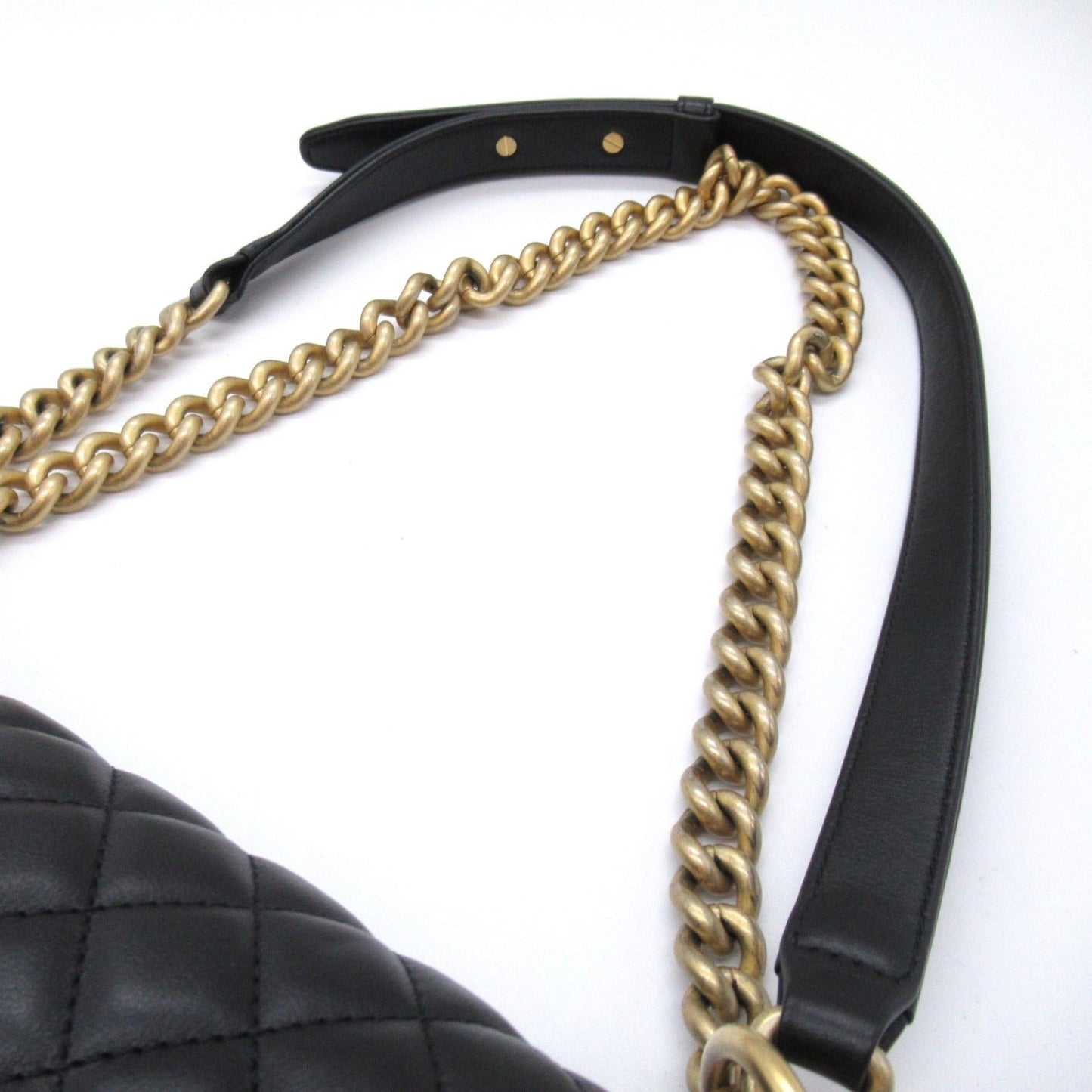 Chanel Boy Lambskin Chain Shoulder Bag Black