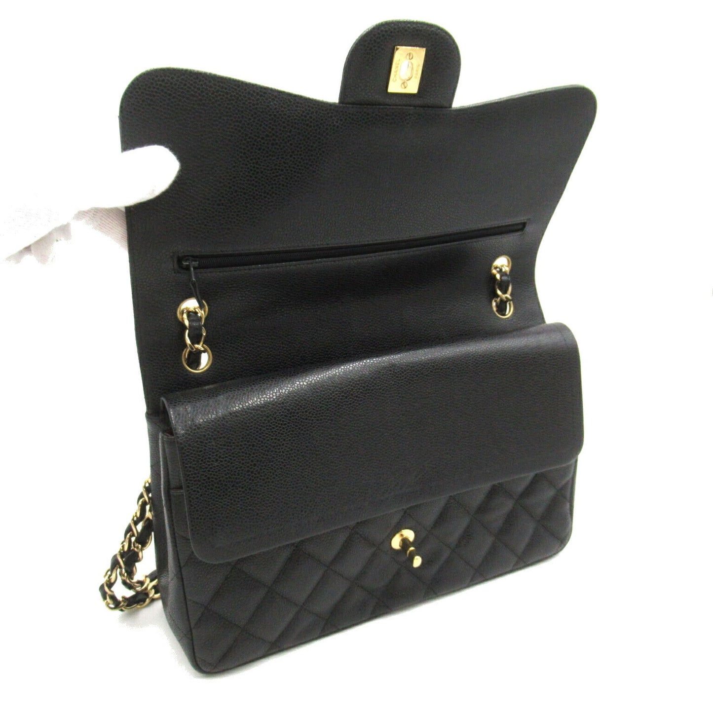 Chanel Caviar Skin Chain Shoulder Bag Black