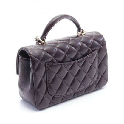Chanel CC Matelasse Mini Top Handle Flap Bag  Leather Shoulder Bag AS2431