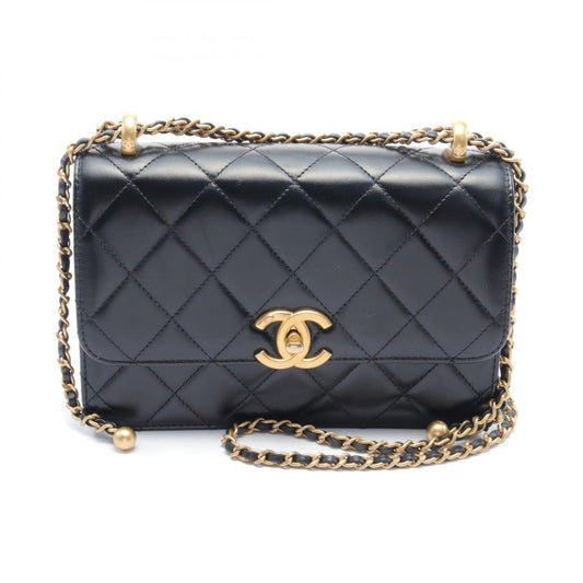 Chanel Leather Matelasse Shoulder Bag Black