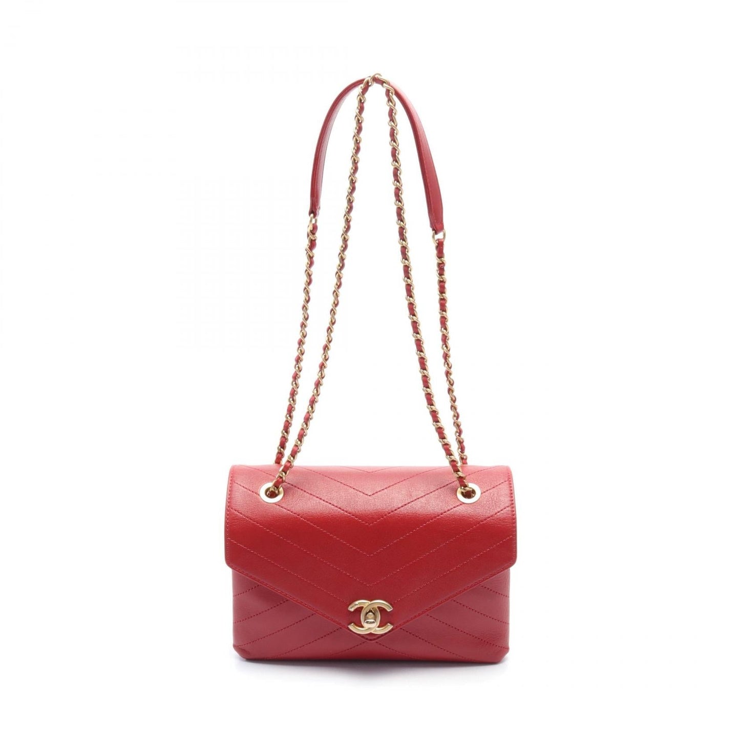 Chanel Chevron Leather Shoulder Bag Leather Shoulder Bag in New Condition