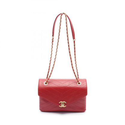 Chanel Chevron Leather Shoulder Bag Leather Shoulder Bag in New Condition