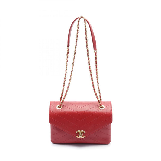 Chanel Chevron Leather Shoulder Bag Leather Shoulder Bag in New Condition