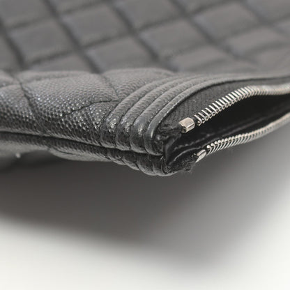 Chanel Quilted Caviar Zip Clutch Bag Leather Clutch Bag in New Condition