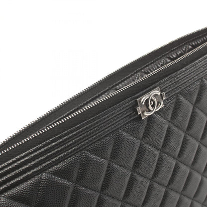Chanel Quilted Caviar Zip Clutch Bag Leather Clutch Bag in New Condition
