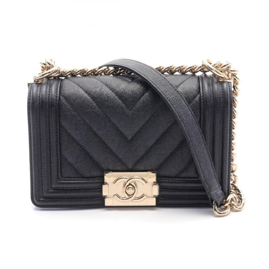 Chanel Boy Small Chevron Shoulder Bag Black