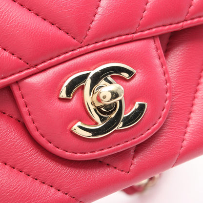 Chanel V-Stitch Lambskin Shoulder Bag Pink