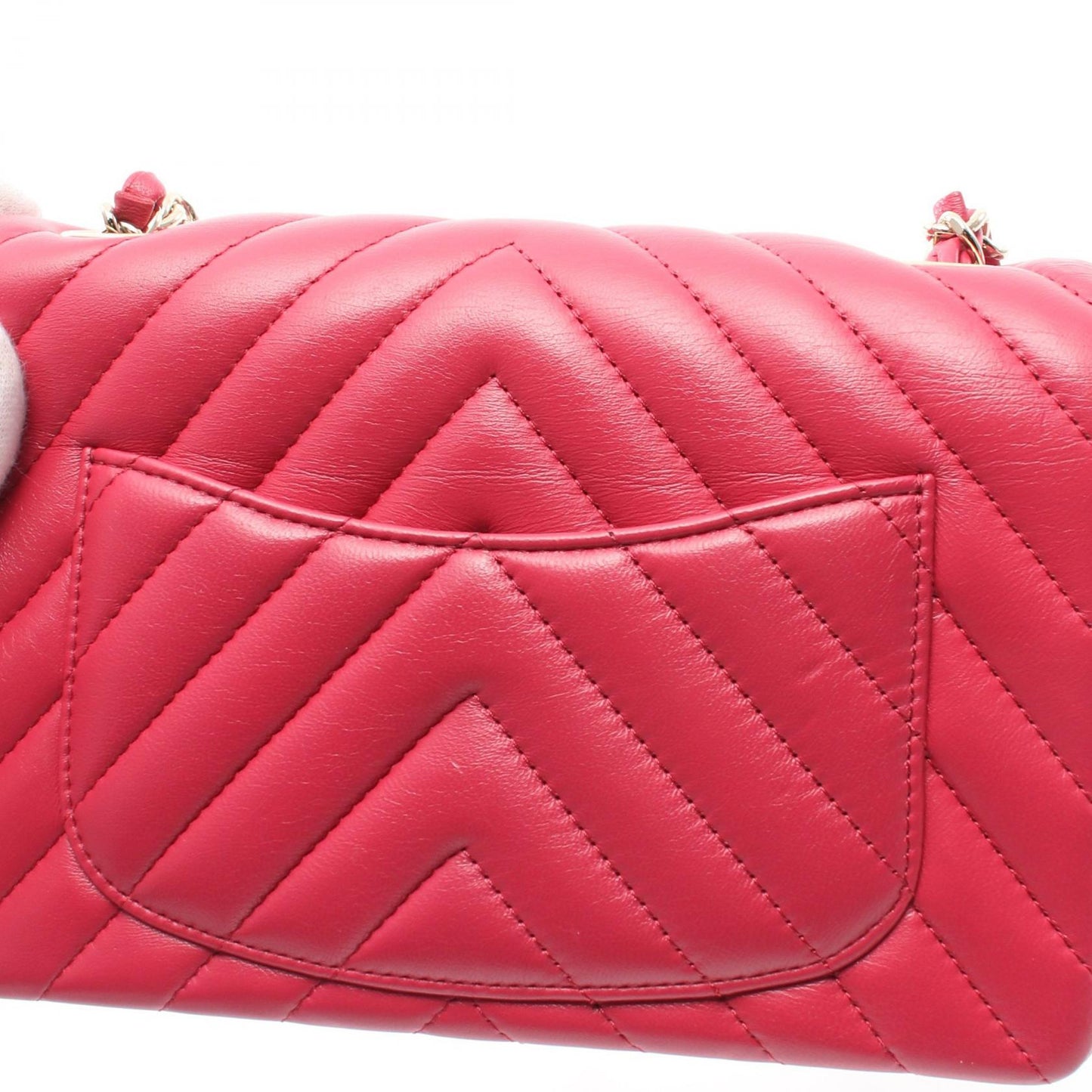 Chanel V-Stitch Lambskin Shoulder Bag Pink