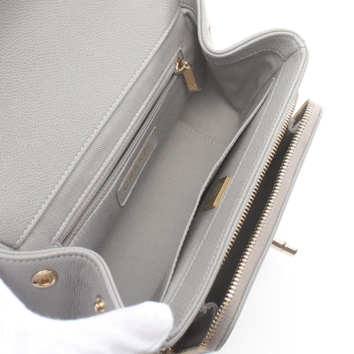 Chanel Mini Flap Bag Leather Gray A93749