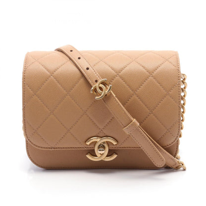 Chanel Caviar Skin Matelasse Shoulder Bag Beige
