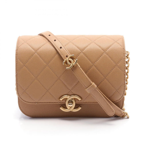 Chanel Caviar Skin Matelasse Shoulder Bag Beige