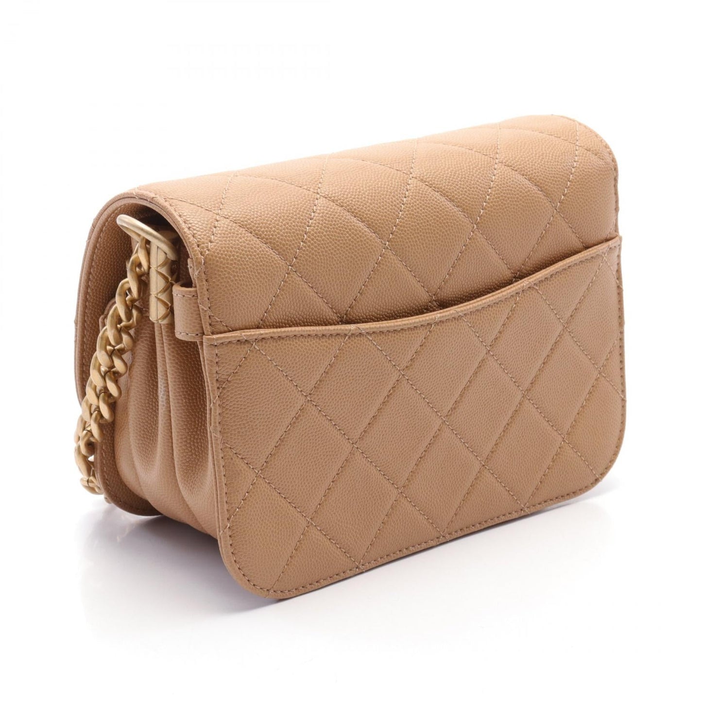 Chanel Caviar Skin Matelasse Shoulder Bag Beige