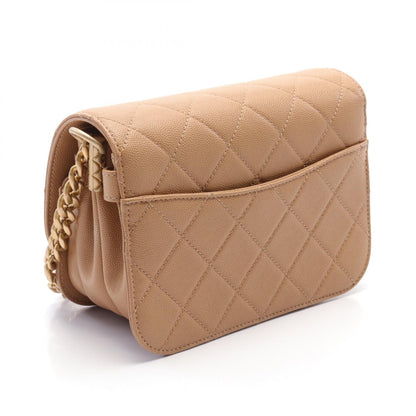 Chanel Caviar Skin Matelasse Shoulder Bag Beige