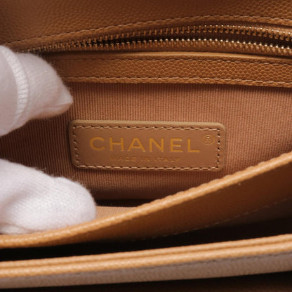 Chanel Caviar Skin Matelasse Shoulder Bag Beige