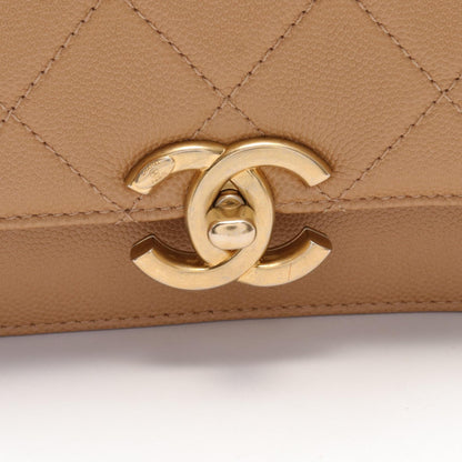 Chanel Caviar Skin Matelasse Shoulder Bag Beige
