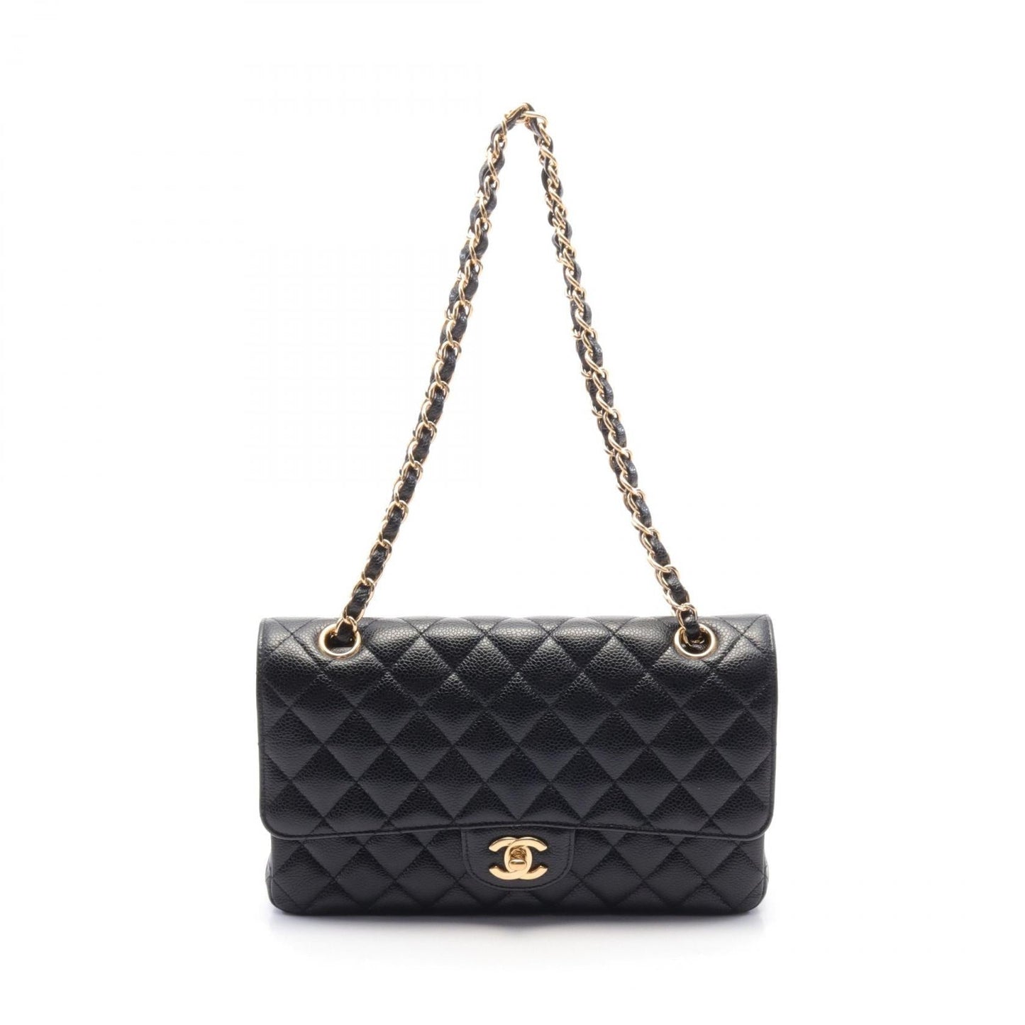 Chanel Matelasse W Flap Shoulder Bag Black