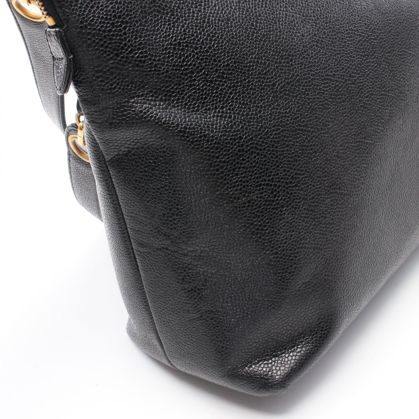 Chanel Vintage Coco Turnlock Black Caviar Skin Chain Tote Bag Leather Shoulder Bag in New Condition