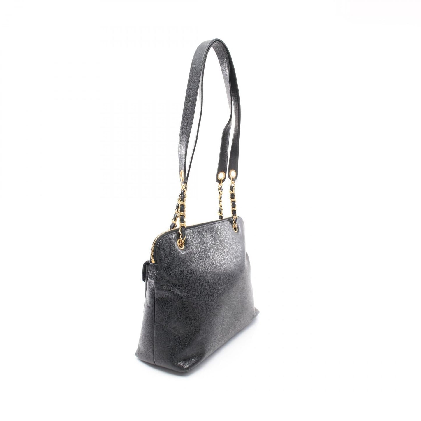 Chanel Vintage Coco Turnlock Black Caviar Skin Chain Tote Bag Leather Shoulder Bag in New Condition